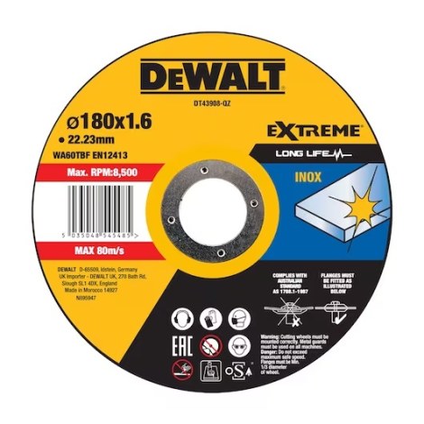 Абразивный режущий диск DeWalt DT43908-QZ; 180x22,23 mm