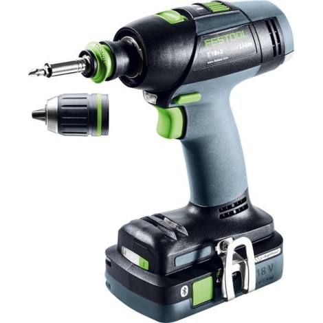 Urbjmašīna-skrūvgriezis Festool T 18+3 HPC 4,0 I-Plus; 18 V; 2x4,0 Ah akum.