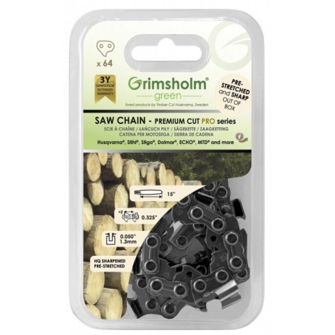 Цепь для пилы Grimsholm 64E Premium Cut Pro 00000893; 15''; 38 cm; .325''; 64; 1,3 mm