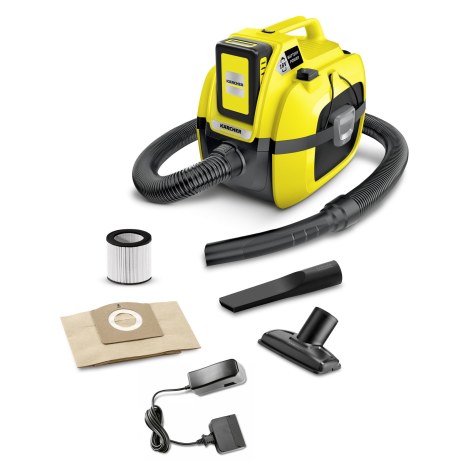 Sausās un mitrās tīrīšanas putekļsūcējs Karcher WD 1; 18 V; 1x2,5 Ah akum.