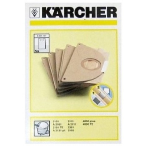 Papīra putekļu maisi putekļsūcējam Karcher A 2101; A 4000 PLUS; K 4000 TE; 5 gab.