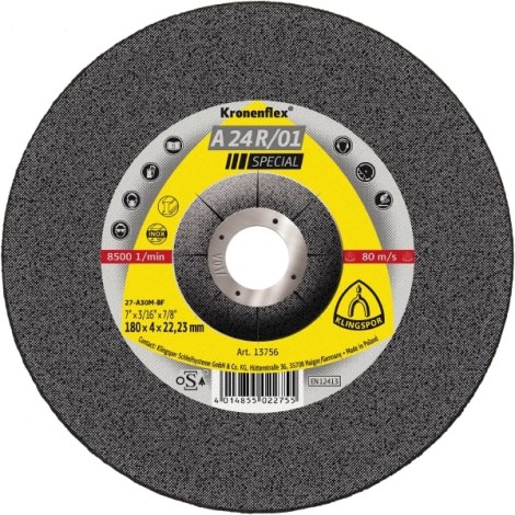 Шлифовальный диск Klingspor A 24 R/01 Special; 125x4x22,23 mm; 1 шт.
