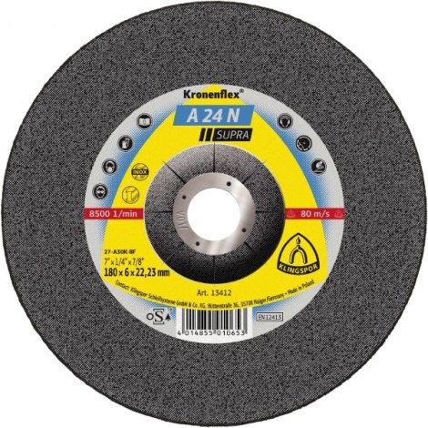 Slīpēšanas disks Klingspor A 24 N Supra; 180x4x22,23 mm; 1 gab.