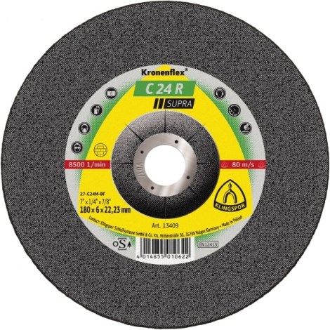 Шлифовальный диск Klingspor C 24 R Supra; 180x6x22,23 mm; 1 шт.