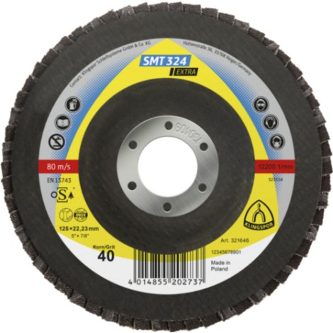 Lāpstveida slīpēšanas disks Klingspor 321648; 125x22,23 mm; G60; 10 gab.