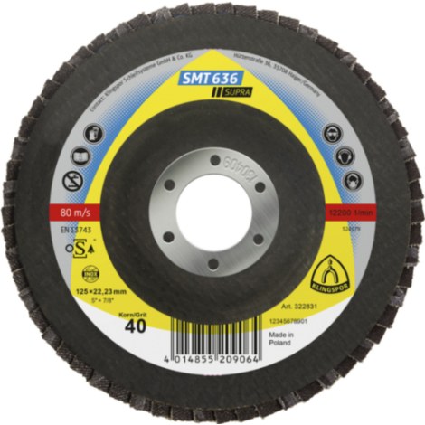 Lāpstveida slīpēšanas disks Klingspor 322828; 115x22,23 mm; G80; 10 gab.