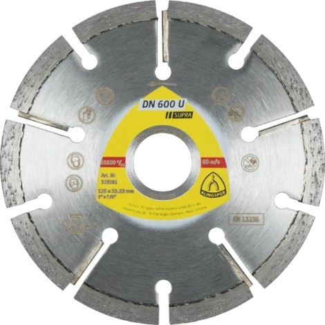 Алмазный отрезной диск Klingspor DN 600 U Supra; 125x4,5x22,23 mm