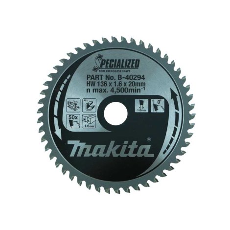 Пильный диск по алюминию Makita; 136x1,6x20,0 mm; Z50; 0°
