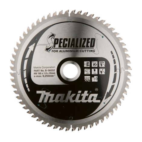 Пильный диск по алюминию Makita; 165x1,8x20,0 mm; Z60; 5°