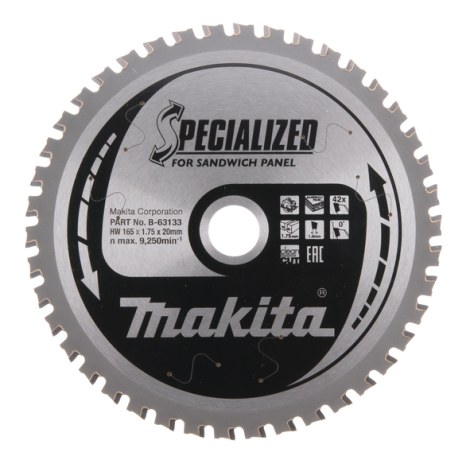 Griešanas disks Makita; 165x1,75x20,0 mm; Z42; 0°