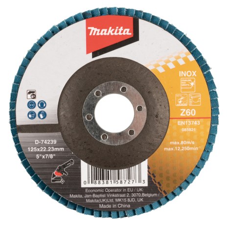 Lāpstveida slīpēšanas disks Makita D-74239; 125x22,3 mm; Z60