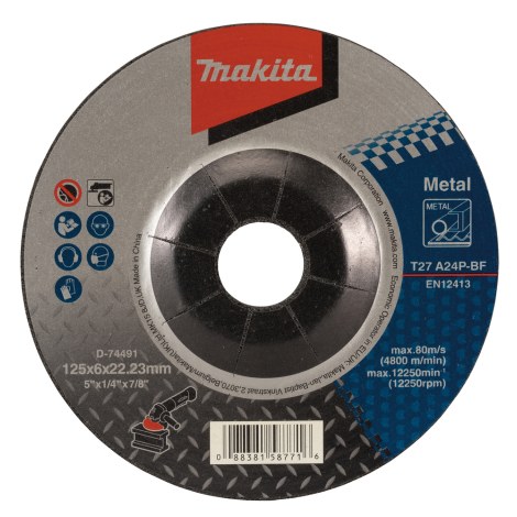 Шлифовальный диск Makita D-74491; A24P; 125x6x22,23 mm