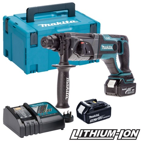 Акум. перфоратор Makita DHR241RTJ; 2,0 J; SDS-plus; 18 V; 2x5,0 аккум.