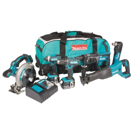 Instrumentu komplekts Makita DLX6038T (DDF482 + DTD152 + DHR202 + DSS610 + DJR186 + DTM51); 18 V; 3x5,0 Ah akum.
