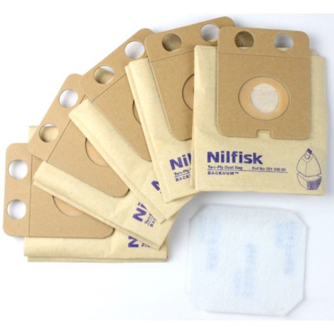 Papīra putekļu maisi putekļsūcējam Nilfisk-ALTO 22198000; 5 gab.; + Priekšfiltrs