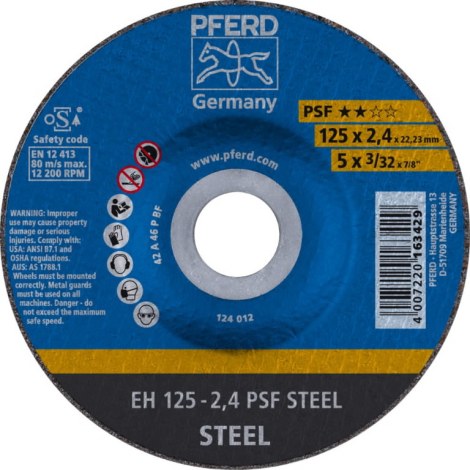 Abrazīvais griešanas disks Pferd PSF Steel EH; 125x2,4 mm