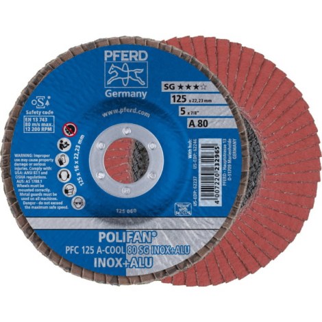 Lāpstveida slīpēšanas disks Pferd PFC SG A-Cool Inox+Alu; 125 mm; A80