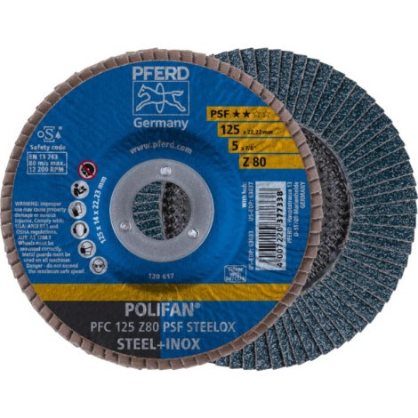 Lāpstveida slīpēšanas disks Pferd PSF PFC Steelox; 125 mm; Z80