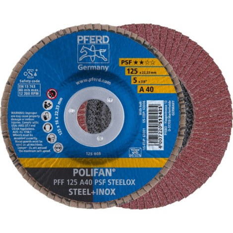 Lāpstveida slīpēšanas disks Pferd PSF PFF Polifan; 125 mm; A40
