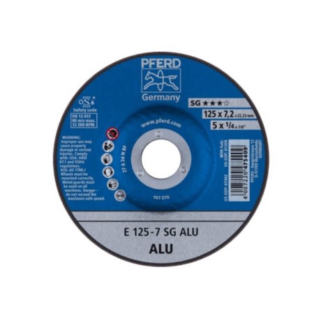 Шлифовальный диск Pferd 62212622 E125-7 A 24 N SG Alu; 125x7x22mm