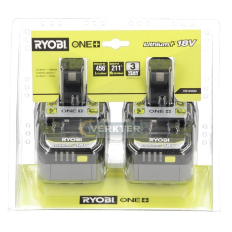 Аккумулятор Ryobi RB1840x2; 18 V; 4,0 Ah; Li-ion; 2 шт.