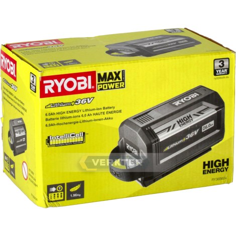 Akumulators Ryobi RY36B60A; 36 V; 6,0 Ah; Li-ion