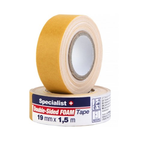 Двухсторонняя клейкая лента Specialist 40/2-41019B; 19 mm; 1,5 m; белая