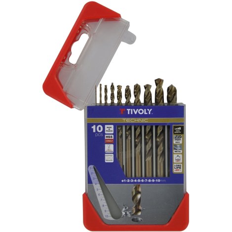 Набор сверл по металлу Tivoly CLIPSTER PRO; HSCOB; 1-10 mm; 10 шт.
