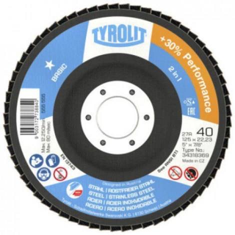 Лепестковый шлифовальный диск Tyrolit 34659315; 125x22,23 mm; K60