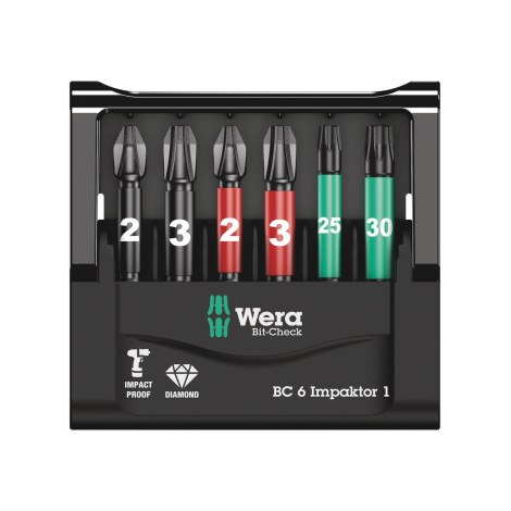 Triecienuzgaļu komplekts  Wera Mini-Check IMP DC; 6 gab.
