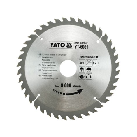 Пильный диск по дереву Yato YT-6061; 184x3,2x30 mm; Z40