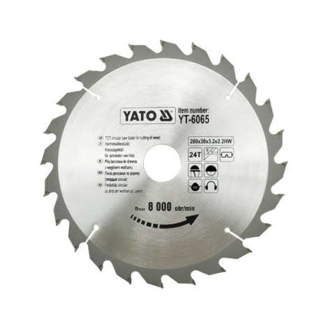 Пильный диск по дереву Yato YT-6065; 200x2,2x30 mm; Z24