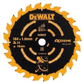 Griešanas disks DeWalt; 184x1,6x16,0 mm; Z24; 7°