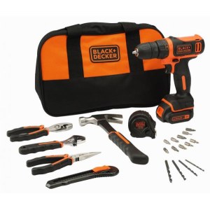 Аккум. шуруповерт-дрель Black&Decker BDCDD12HTSA; 10,8 V; 1x1,5 Ah аккумуляторный. + 20 аксессуаров