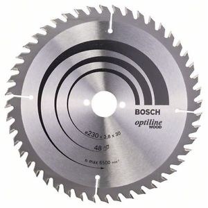 Пильный диск по дереву Bosch OPTILINE WOOD; 230x2,8x30,0 mm; Z48; 15°