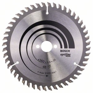 Пильный диск по дереву Bosch OPTILINE WOOD; 160x2,6x20,0 mm; Z48; 15°