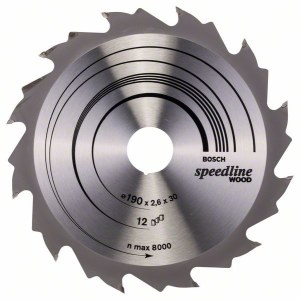 Пильный диск по дереву Bosch SPEEDLINE WOOD; 190x2,6x30,0 mm; Z12; 15°