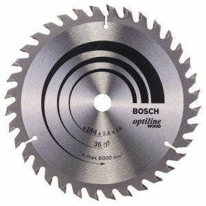 Пильный диск по дереву Bosch OPTILINE WOOD; 184x2,6x16,0 mm; Z36; 15°