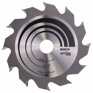 Пильный диск по дереву Bosch OPTILINE WOOD; 130x2,4x20,0 mm; Z12; 15°
