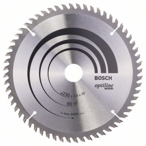 Пильный диск по дереву Bosch OPTILINE WOOD; 235x2,8x30,0 mm; Z60; 15°
