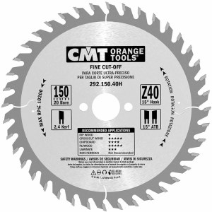 Пильный диск по дереву CMT 292; 150x2.4x20; Z40; 15°