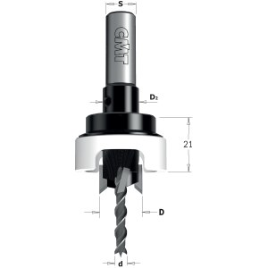 Сверло древесины с зенкером CMT; 90°; S=10 mm; D=5 mm; D2=15 mm