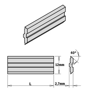 Набор сменных ножей CMT 795.640.12; 640x12x2,7 mm; 2 шт.