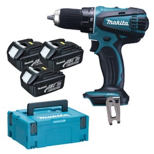 Дрель-шуруповерт Makita DDF456RF3J; 18 V; 3x3,0 Ah аккум.
