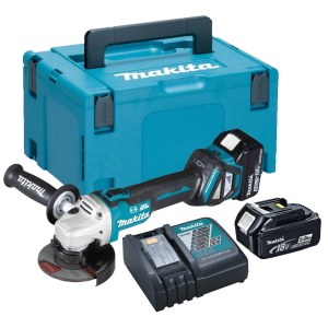 Leņķa slīpmašīna Makita DGA513RTJ; 18 V; 2x5,0 Ah akum.