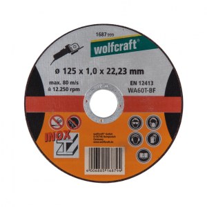 Abrazīvais griešanas disks Wolfcraft 1687999; 125x1 mm metālam