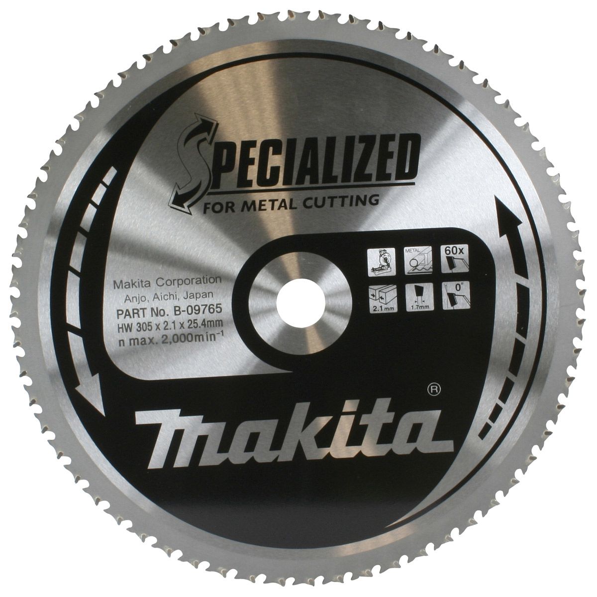 Griešanas disks metālam Makita; 305x1,7x25,4 mm; Z60; -5°