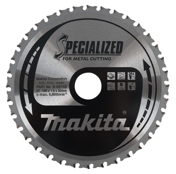 Griešanas disks metālam Makita; 185x1,9x30,0 mm; Z36; 0°