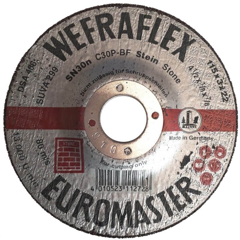 Abrazīvais griešanas disks Wefra; 115x3x22 mm akmenim