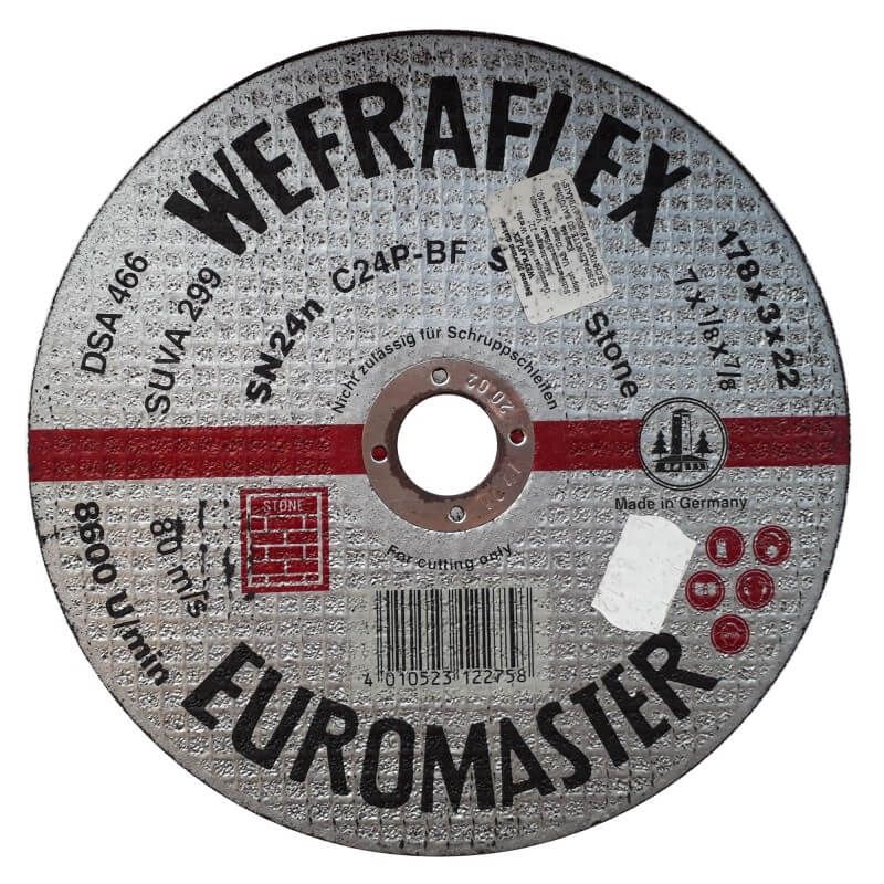 Abrazīvais griešanas disks Wefra; 178x3x22 mm akmenim